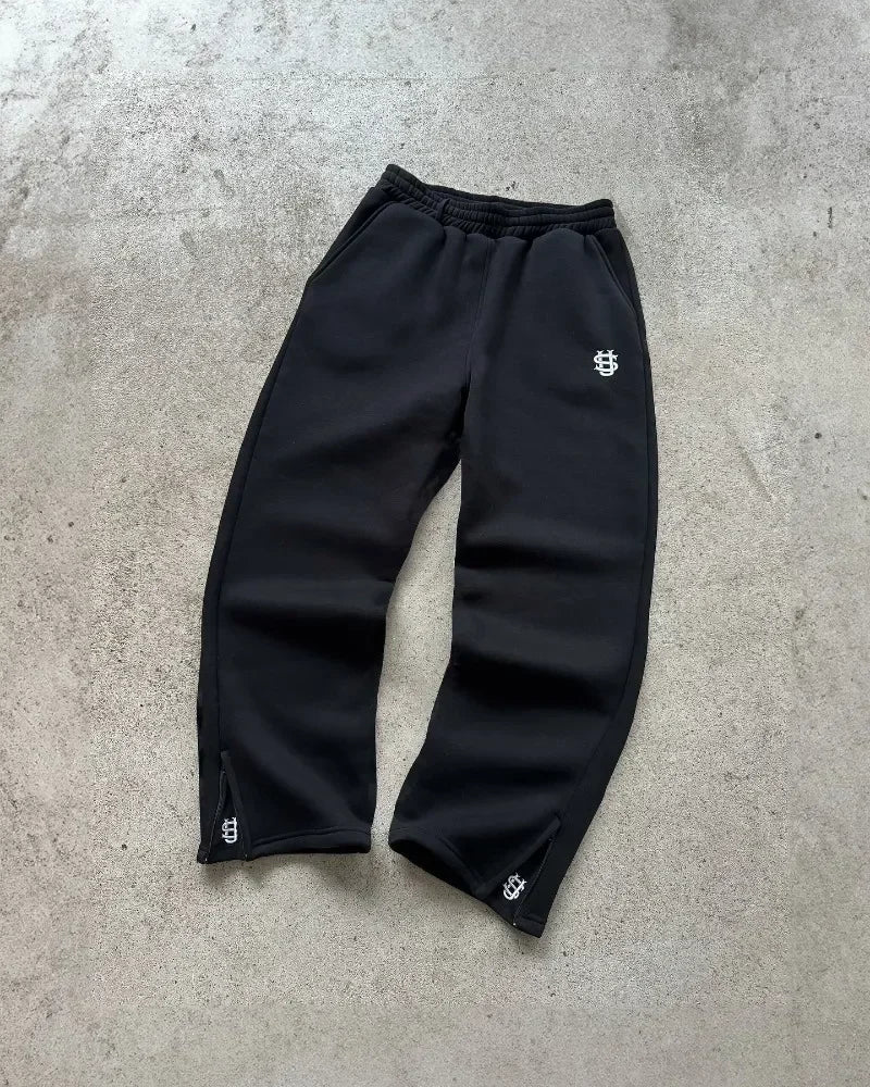 2025 Embroidery Design Sports Pants Men and Women Y2K Retro Loose Casual Pants Personalized Leg Zipper Design Straight Pants