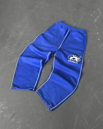 2025 Embroidery Design Sports Pants Men and Women Y2K Retro Loose Casual Pants Personalized Leg Zipper Design Straight Pants